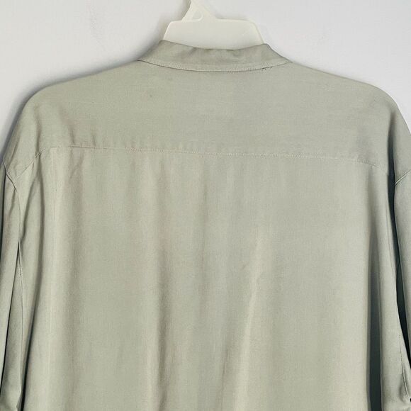 Tommy Bahama 100% Silk Shirt Men's XL Green Tropical Short Sleeve Button Up - Picture 8 of 13